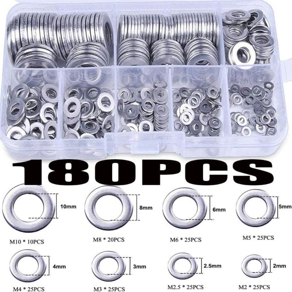 180 pezzi Set di anelli di tenuta in acciaio inossidabile solido M2/M2,5/M3/M4/M5/M6/M8/M10 Tappo serbatoio olio per riparazione generale