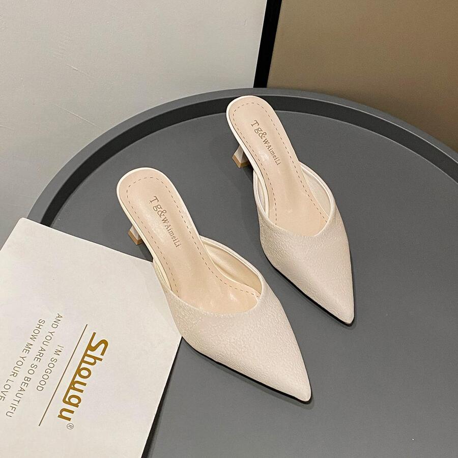 Women's Pointed Toe High Heel Slip-On Mule Sandals, Goddess Style Flat Slipper, New Spring Collection