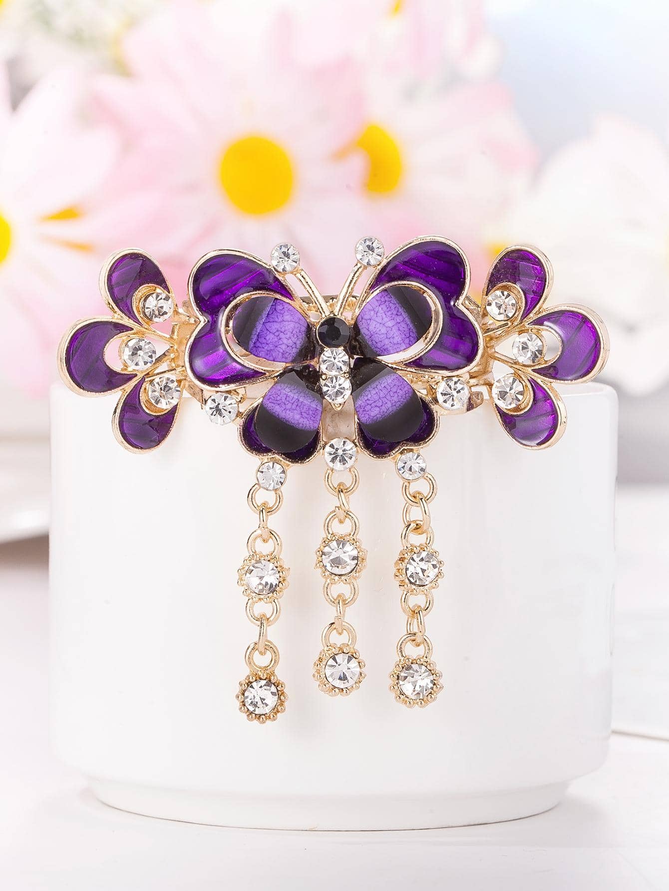 Women Rhinestone Decor Butterfly Design Hair Clip For Hair Decoration Claw Clips Hair Claws Hair Barrettes, School Stuff