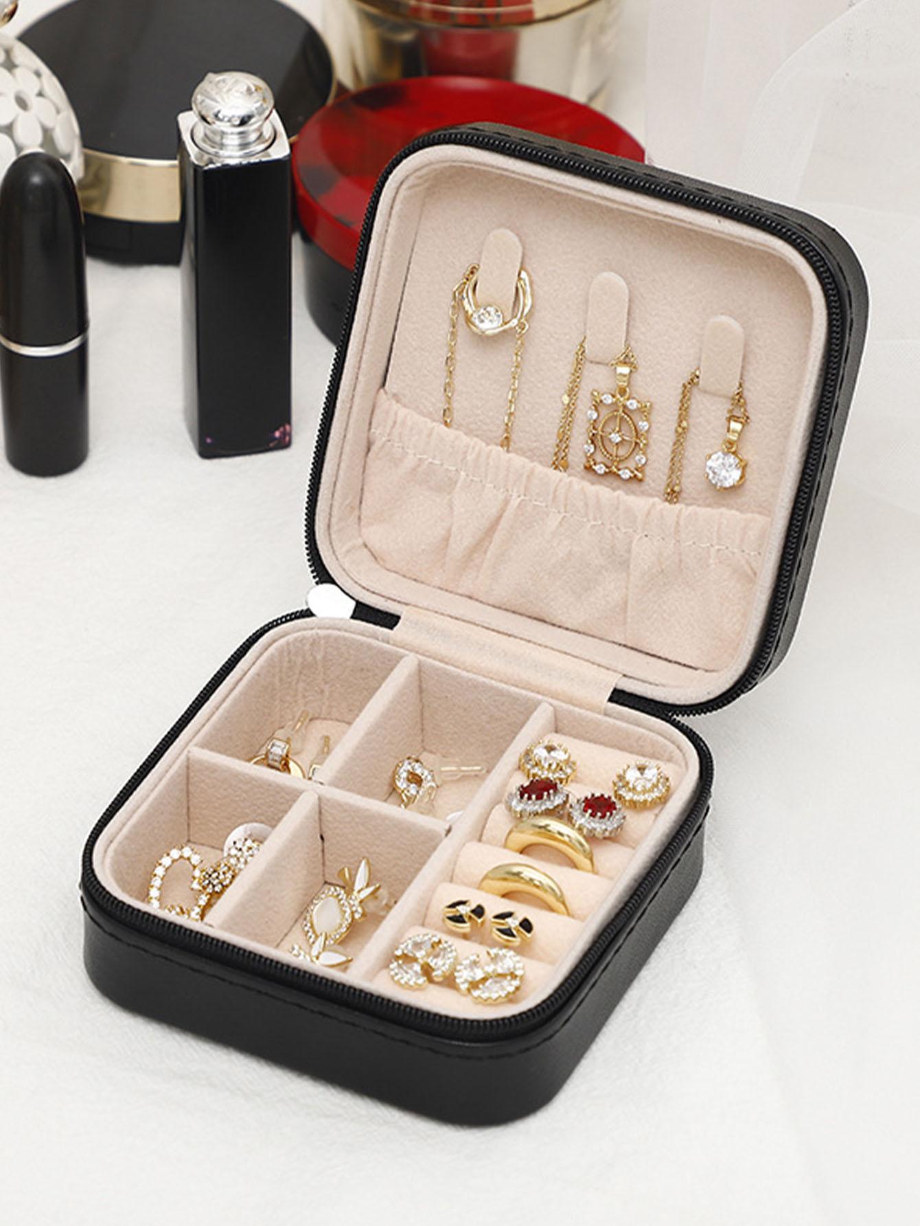 1pc Mini With Decorative Sticker With Towel Cloth Jewelry Organizer