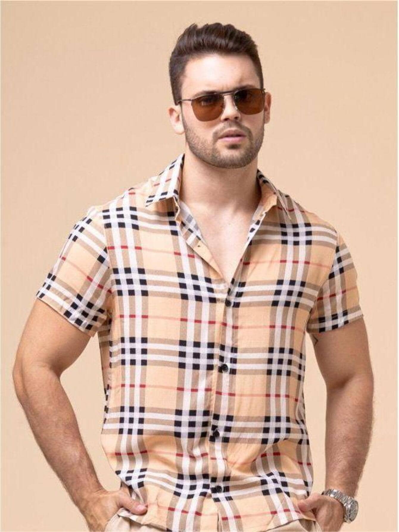 CAMISA XADREZ MANGA CURTA MODELAGEM SLIM