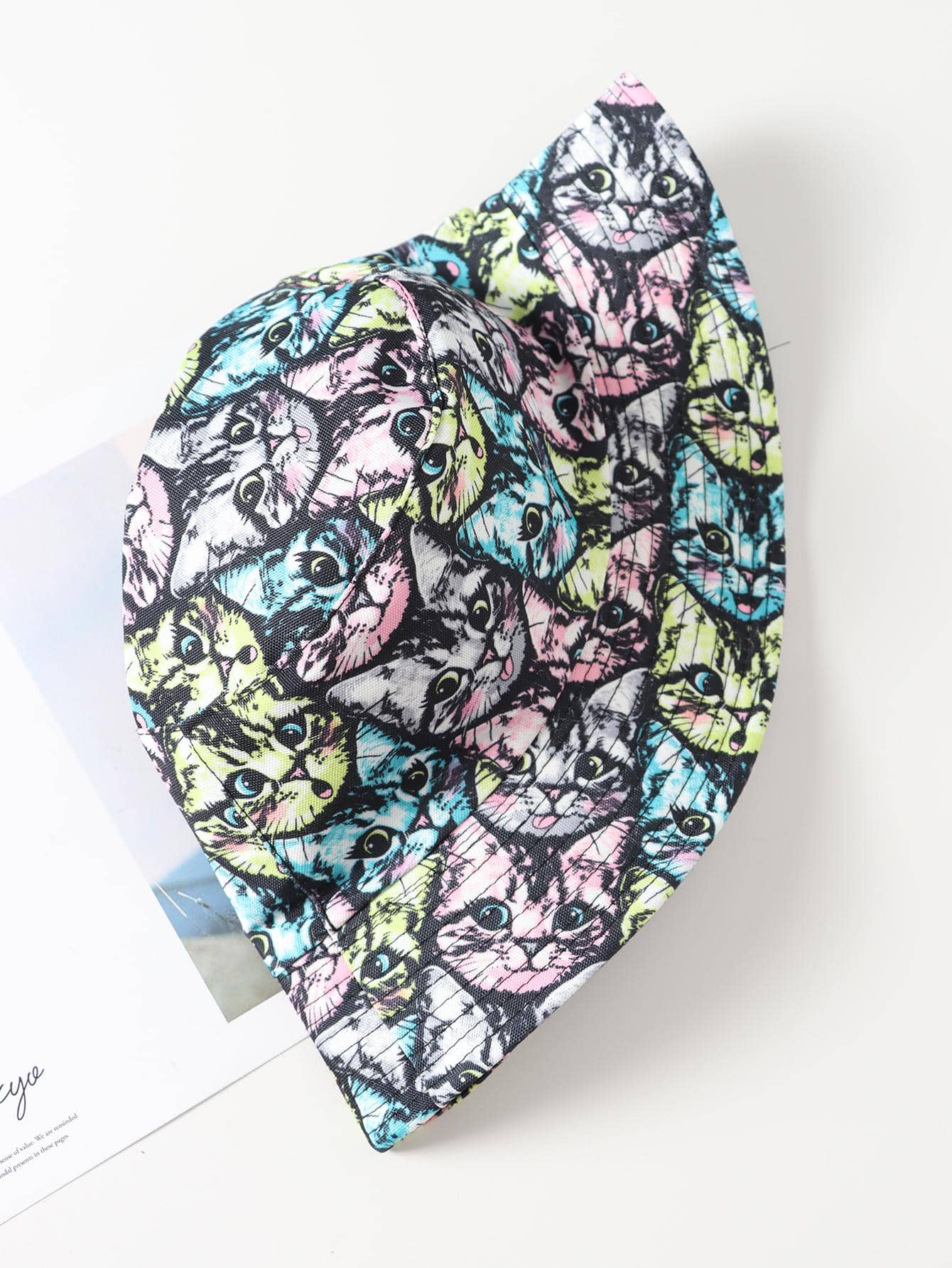 1 pièce Chapeau seau protecteur solaire avec graphique de tête de chat mignon, polyvalent pour femmes