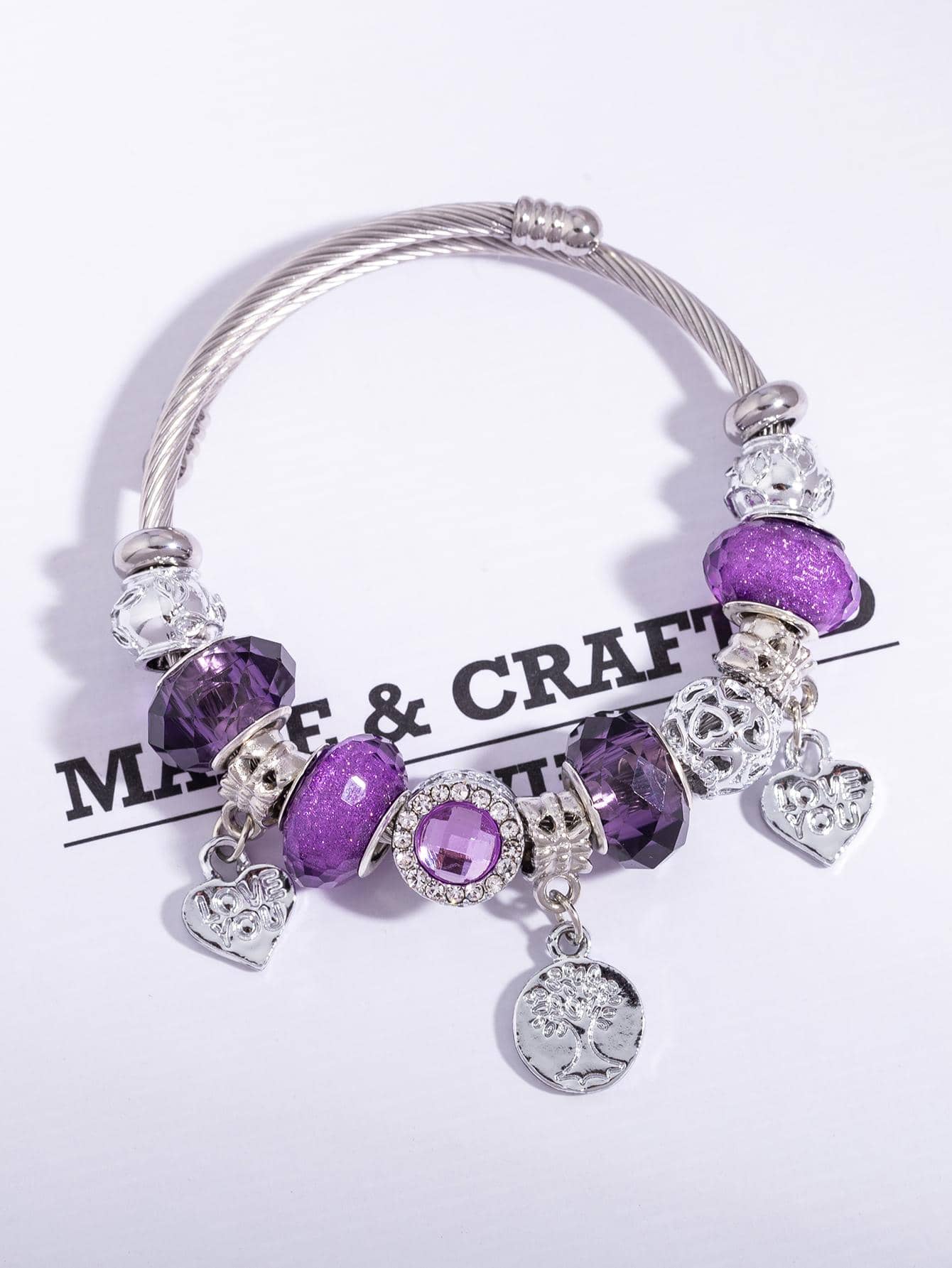 Bracelet à breloques en perles avec cœur, Valentin, Maman, Mère, Fête des Mères, Cadeau