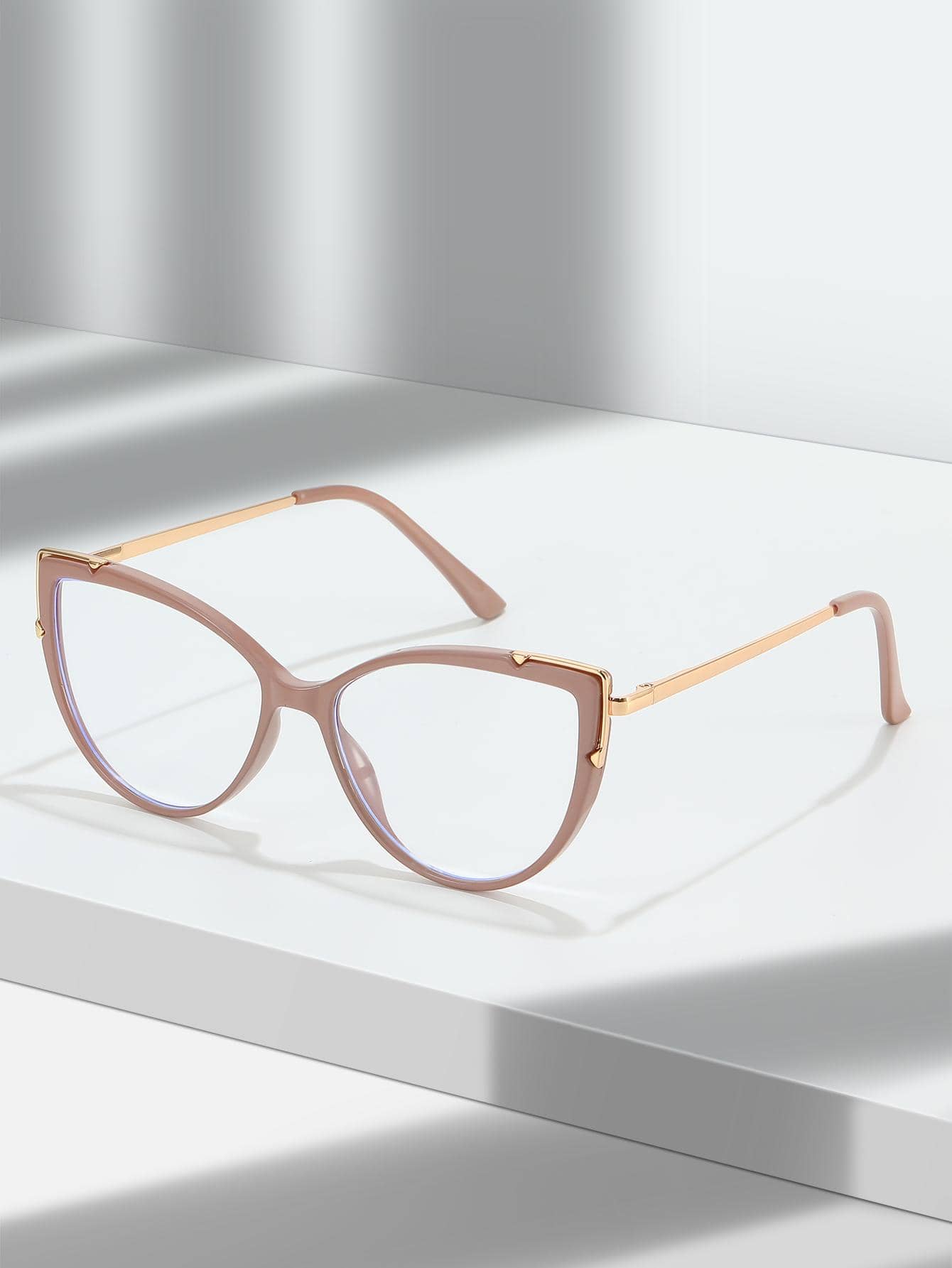 1 Pair Women's Fashionable Cat Eye Non-Prescription Glasses, Casual & Versatile