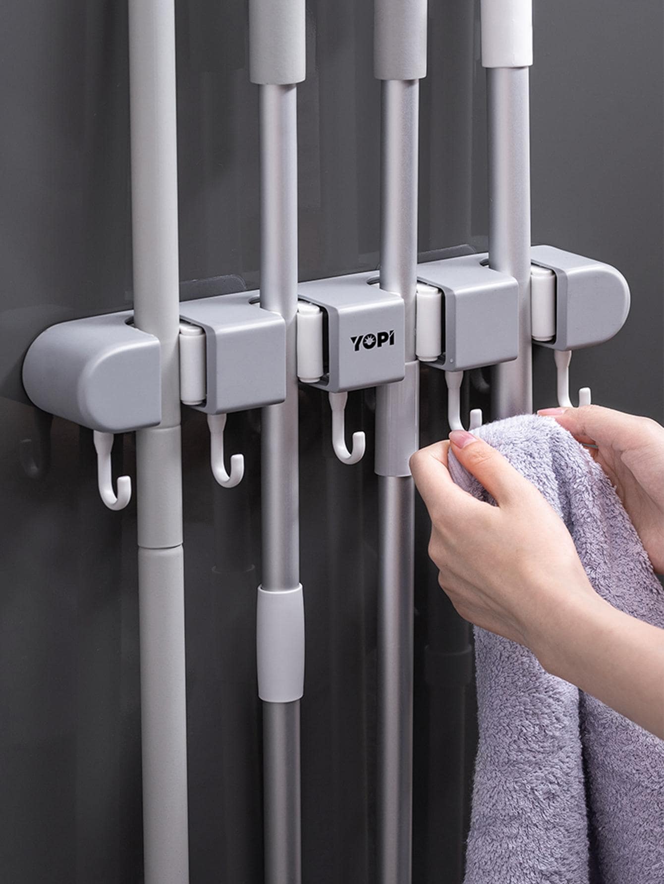 1pc Multifunction Mop Holder, Bathroom Accessories, Room Decor