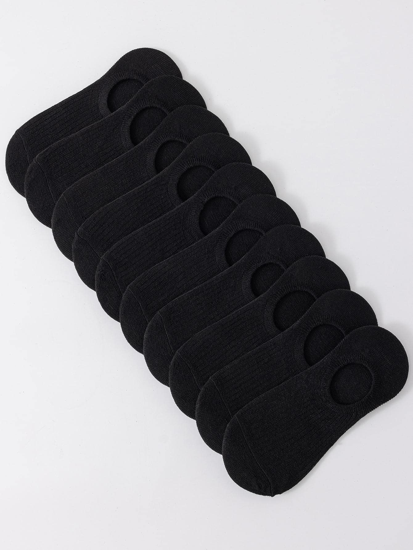 10 pares de calcetines de barco a rayas negras para mujer, calcetines sin mostrar