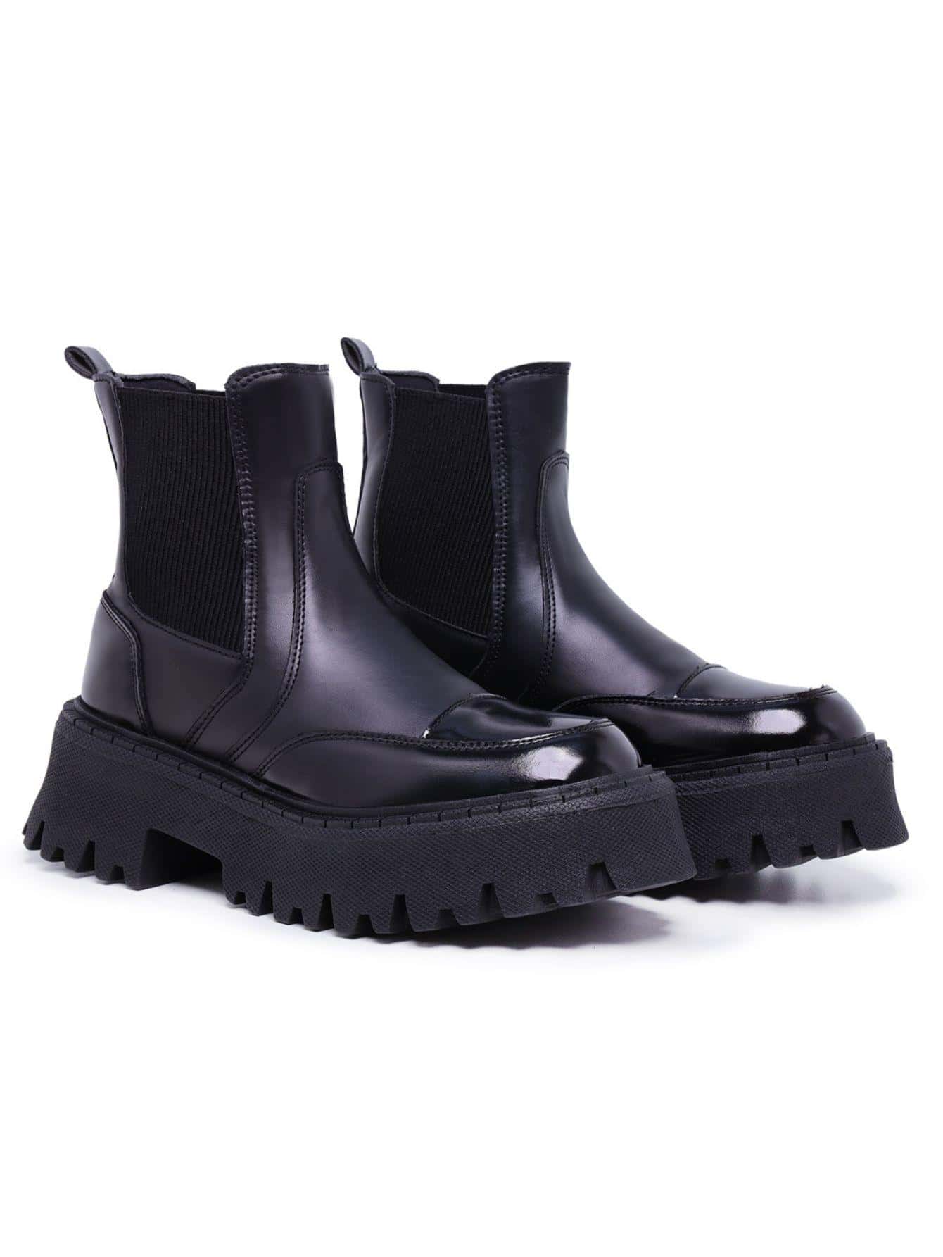 Bota Feminina Meia Chelsea Improvizzo Salto Tratorado Plataforma Moda Casual