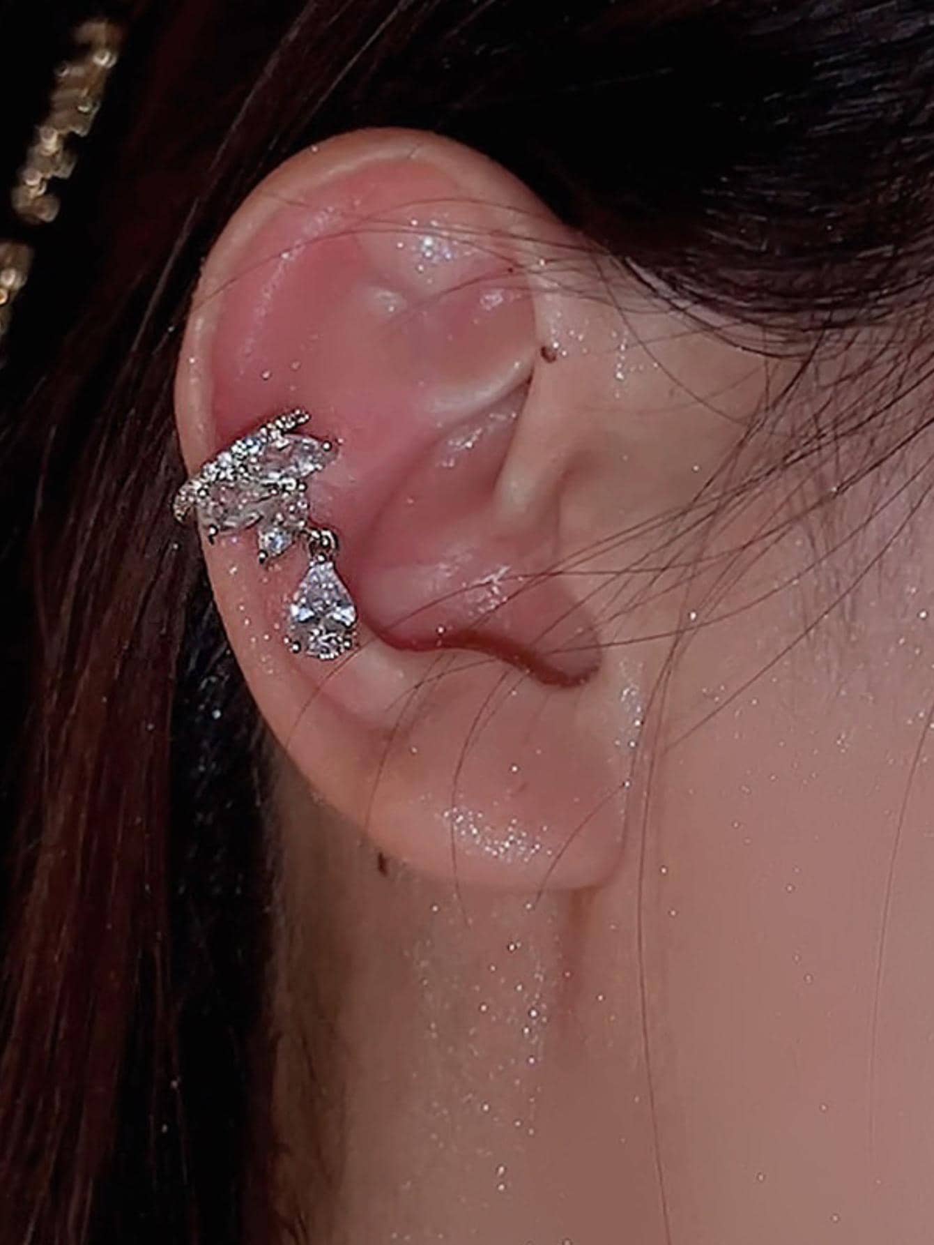 Blad Teardrop Verzilverd Oor manchet 2pcs Dames Mode Y2K Niet-piercing Oorbellen Bruids Bruiloft Feest Kubieke Sieraden Cadeau Voor Vriendin Vrouw Verjaardag