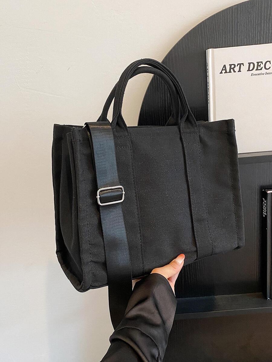 Fashionable Shoulder Tote Bag, Lightweight Canvas Handbag With Adjustable Strap, Simple Satchel Bag, Tote Bags For Students, Multiple Compartments, Perfect For Beach, School, Work & Daily Use