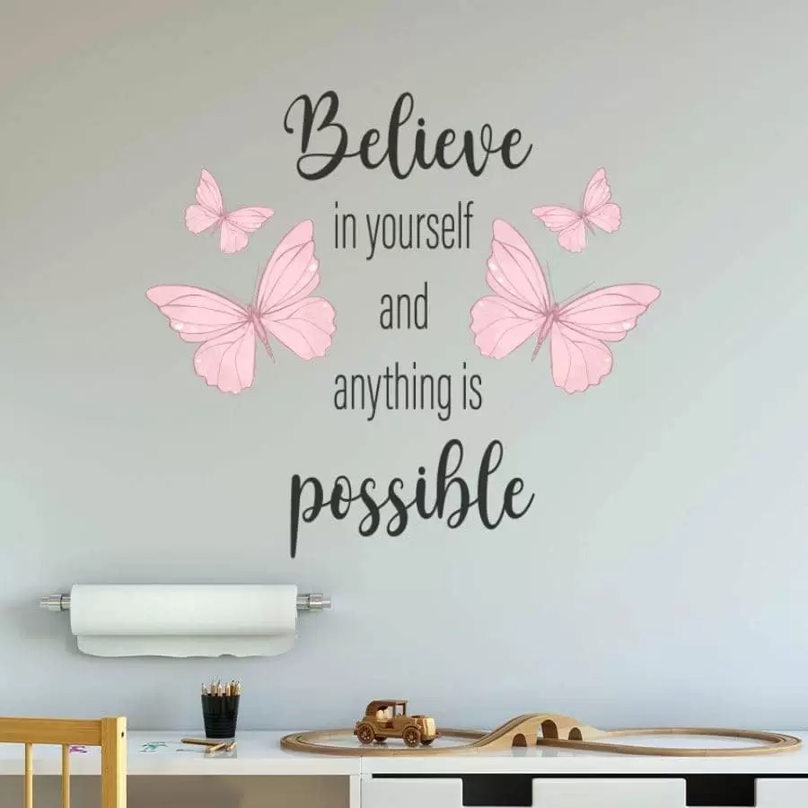 1 pieza Adhesivo de pared con gráfico de mariposa y eslogan,Adhesivos,Calcomanía de pared,Calcomanía de vinilo para decoración del hogar,Artículos de decoración de primavera para refrescar su hogar,Adhesivos de decoración Rama