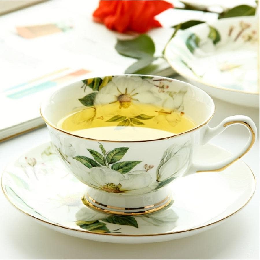 1 pieza Taza con estampado de flores y 1 pieza plato, de vuelta al colegio