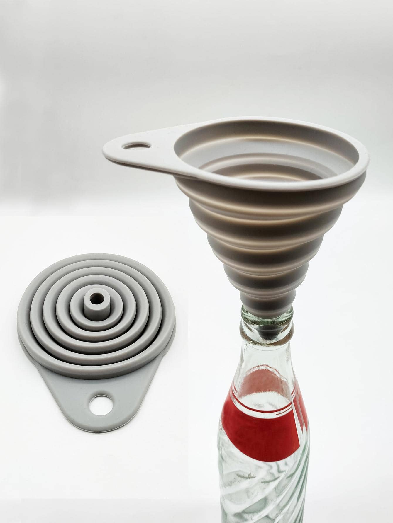 1 pieza Embudo de cocina de silicona minimalista gris plegable para cocina
