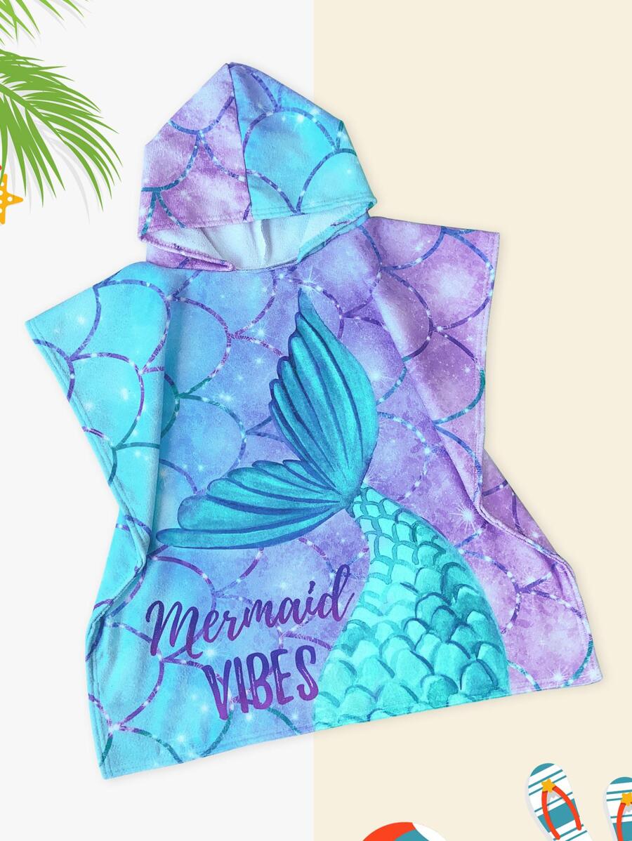 1 Peça Capa de Banho Com Capuz no Estilo Cauda de Sereia, Decoração de Casamento de Verão, Casa de Banho, Decoração, Roupa de Praia, Volta às Aulas
