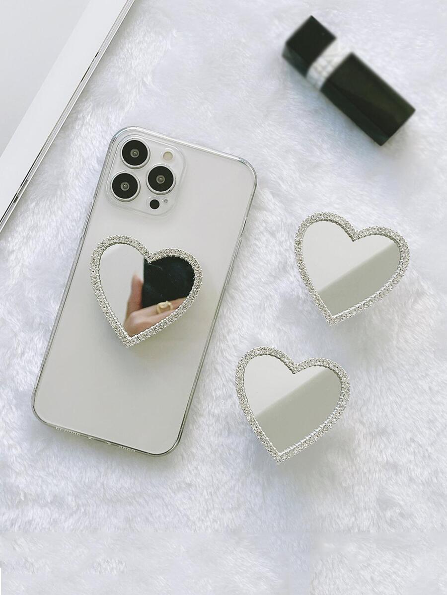Valentinstags-Handyanhänger, 1 Stück Strass-Dekor selbstklebender Spiegel für Handyhülle