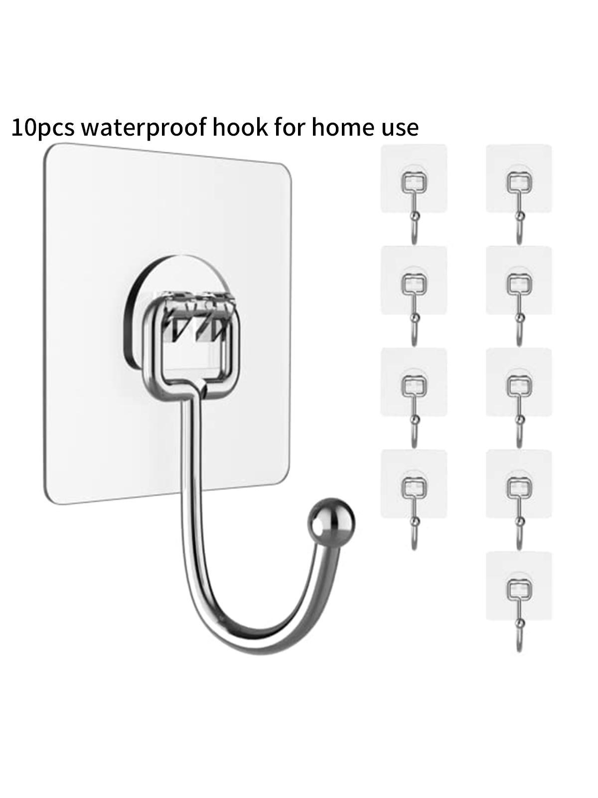 10pcs Large Adhesive Hooks for Hanging HeavyDuty 44Ib (Max), Wall