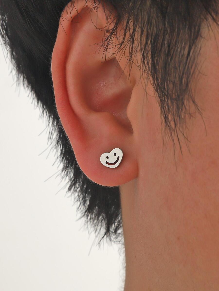 1Pc College Style Stainless Steel Holiday Date Earrings For Boys For A Stylish Look For Men Gift For Party