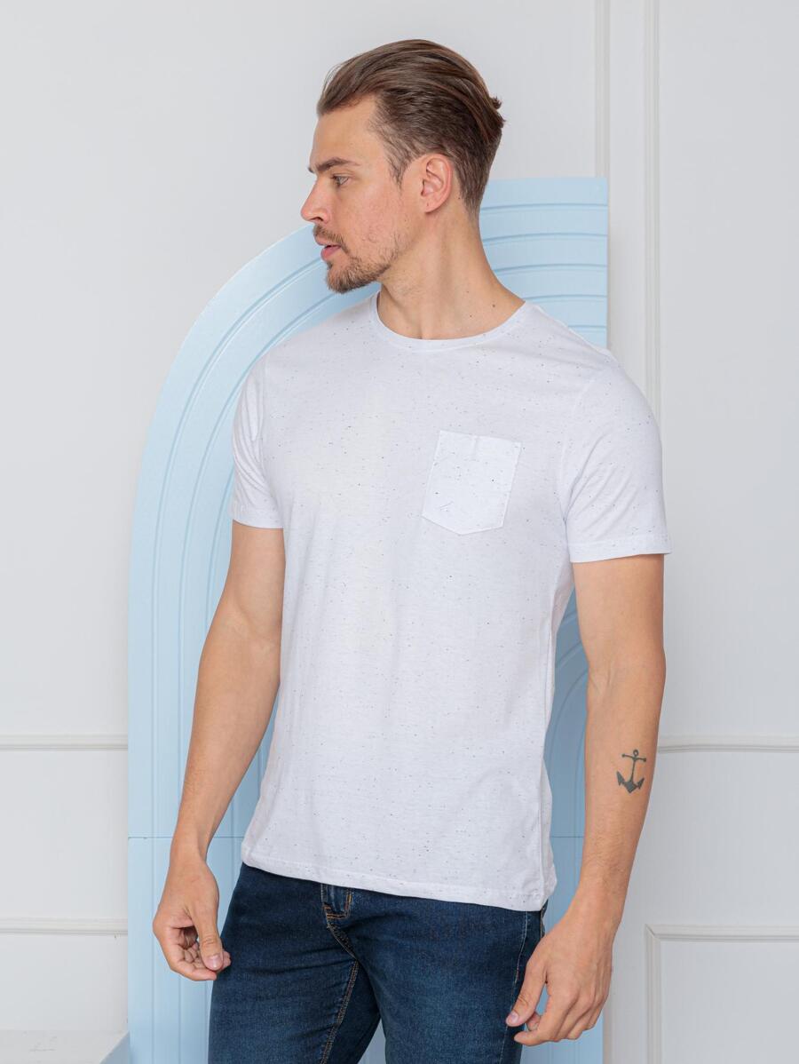 Camiseta masculina gola redonda manga curta
