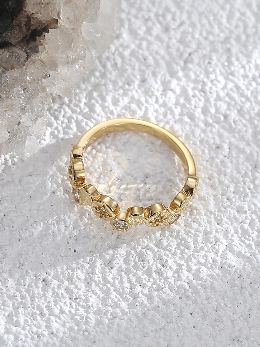Charm-In Daily Wear Golded North Star CZ Inlaid Ring For Women
