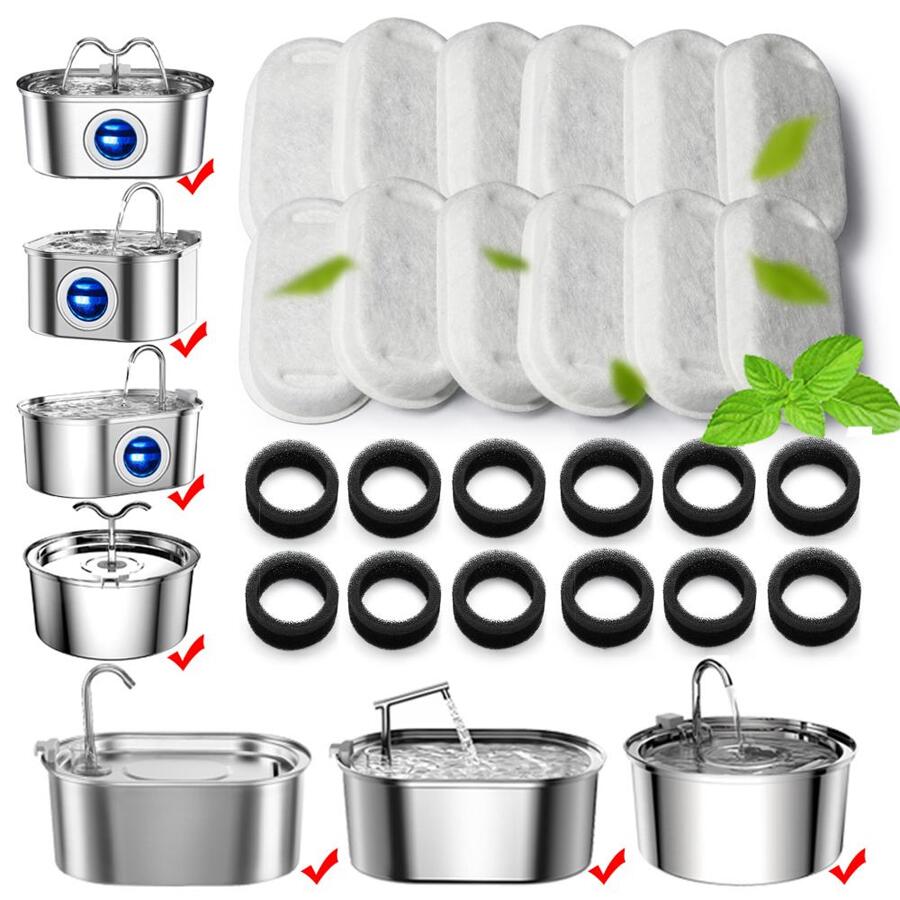 12 sets waterfonteinfilters voor huisdieren, vervangingsfilters voor roestvrijstalen waterfonteinen Filter actieve Cat waterdispenser filterelement