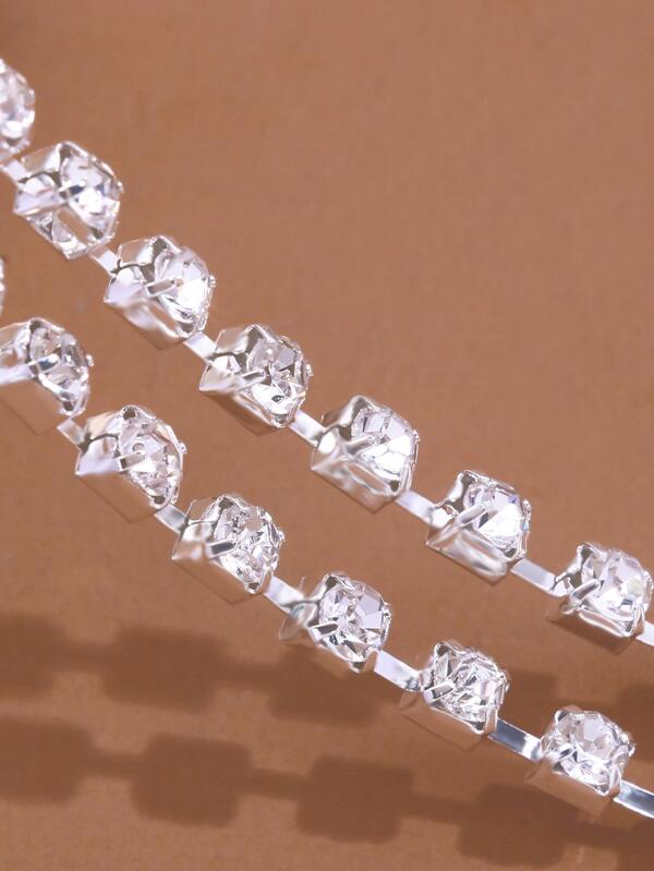 One Silver Boho Simple Chest Chain Jewelry Rhinestone Body Bra Sexy Breast Bra Hollow Lingerie