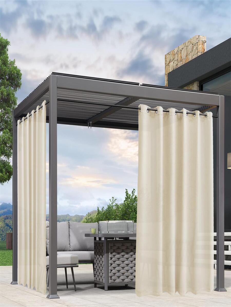 BONZER Cortina exterior de un solo panel unicolor, cortina exterior impermeable de poliéster minimalista para exteriores 1PC