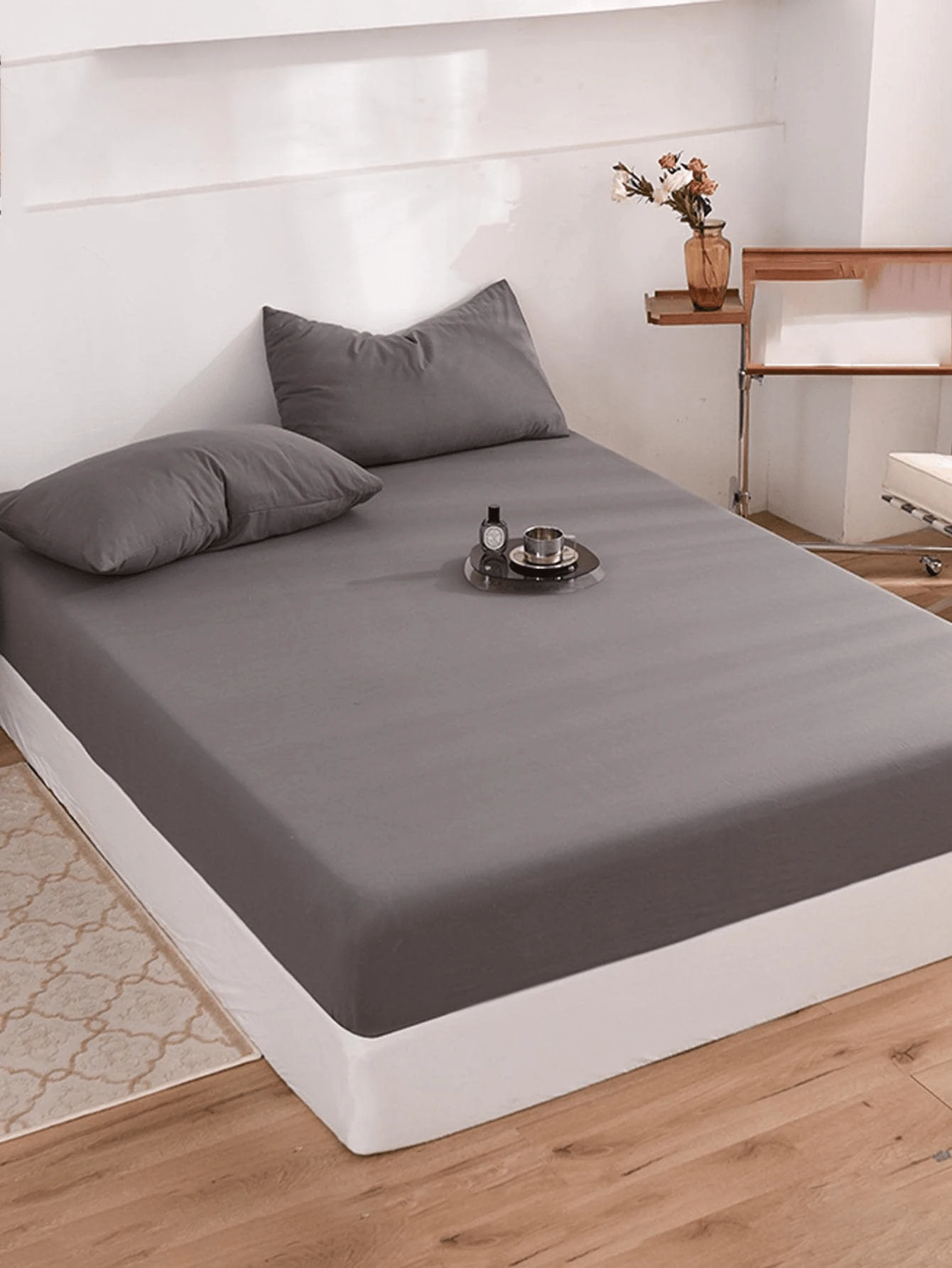 3pcs Deep Grey Skin-Friendly Brushed Fitted Sheet Set