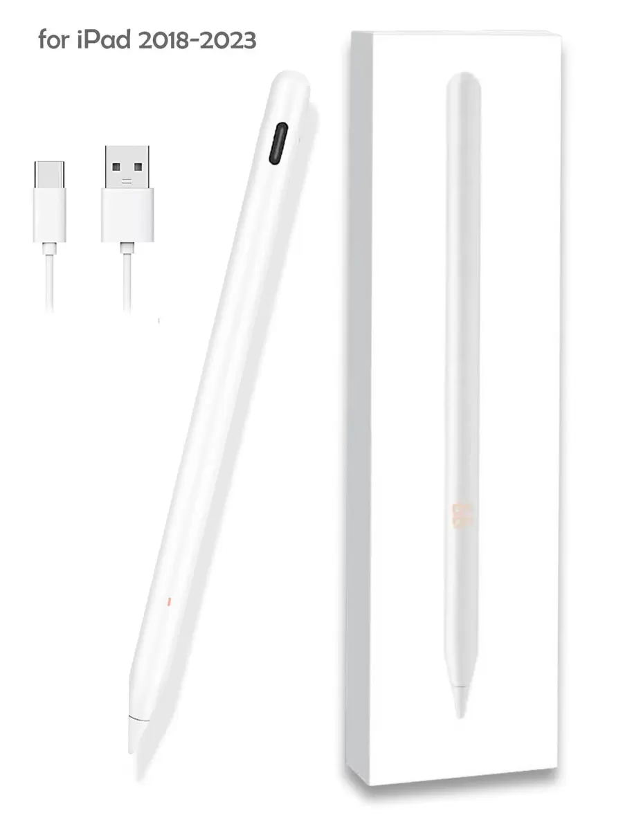 Stylus Pen Compatible With Apple IPad / IPad Pro / Air / Mini (2018-2023), A Substitute Compatible With Apple Pencil, With Tilt Bold Function, Palm Rejection & Magnetic Attach - Digital Power Display - White