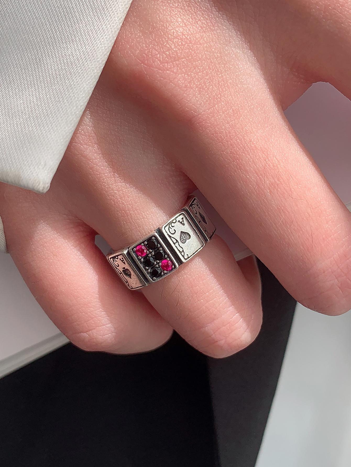 1 pezzo Carte da poker Anello con alla moda design , delicato , personalizzato pendente Anello