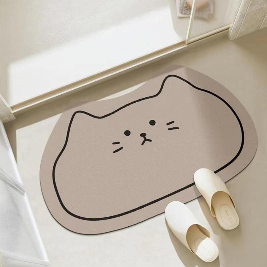 Cartoon Patterned Silicone Bathroom Soft Mat, Quick-Drying And Water Absorbing Carpet For Toilet Entrance, Dirt-Resistant Foot Mat For Home Use Home Bathroom Decor Bath Rug Outdoor Rug Door Mat Fall Decor Bathroom Accessories Back To School