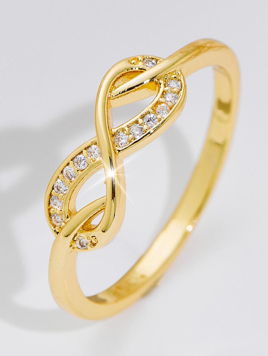 1 peça Anel com Pedra de Zircônia em Formato de Infinito de Personalidade Simples e Elegante para Mulheres, Presente de Dia dos Namorados, Dia das Mães, Aniversário Namorada, Mãe, Mãe, Dia das Mães, Presente