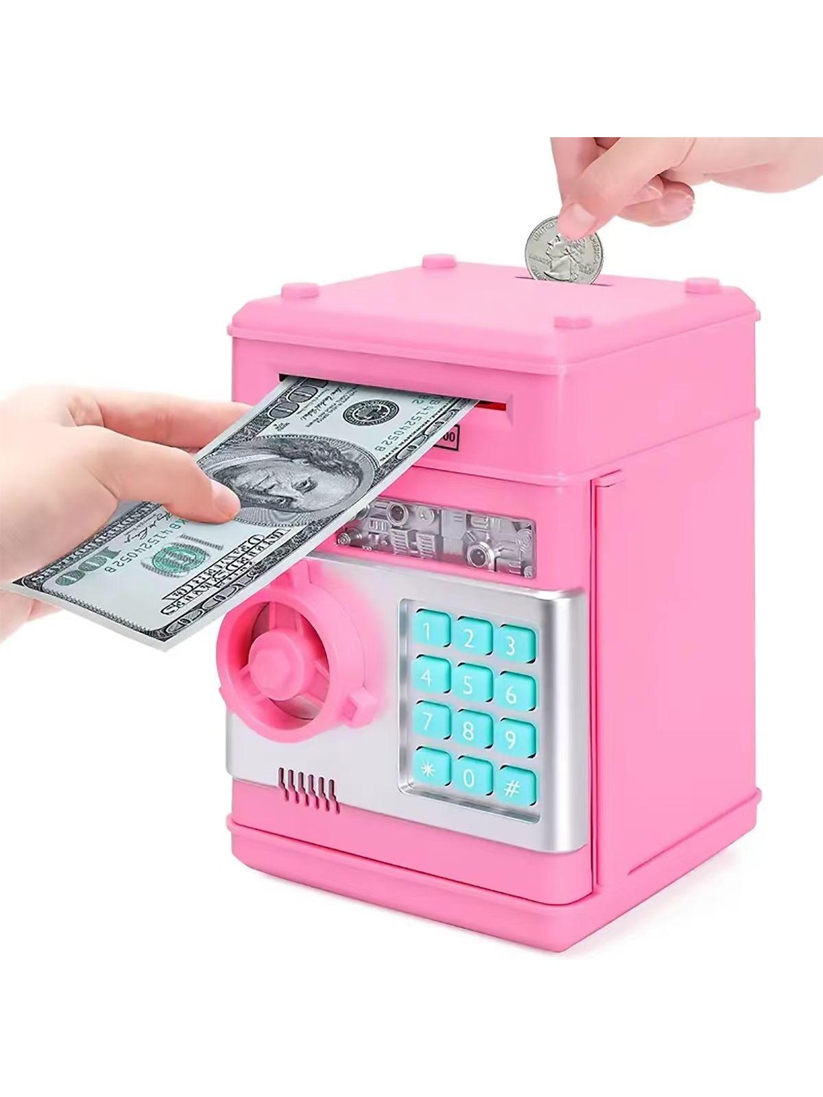 1pc Plastic Money Box, Modern Pink ATM Machine Design Cash Register For