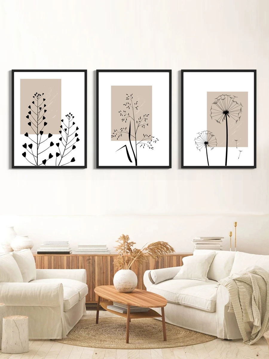 3 pièces Botanique Motif Domicile Décoration art Imprimé , Art Mural , Sans Cadre