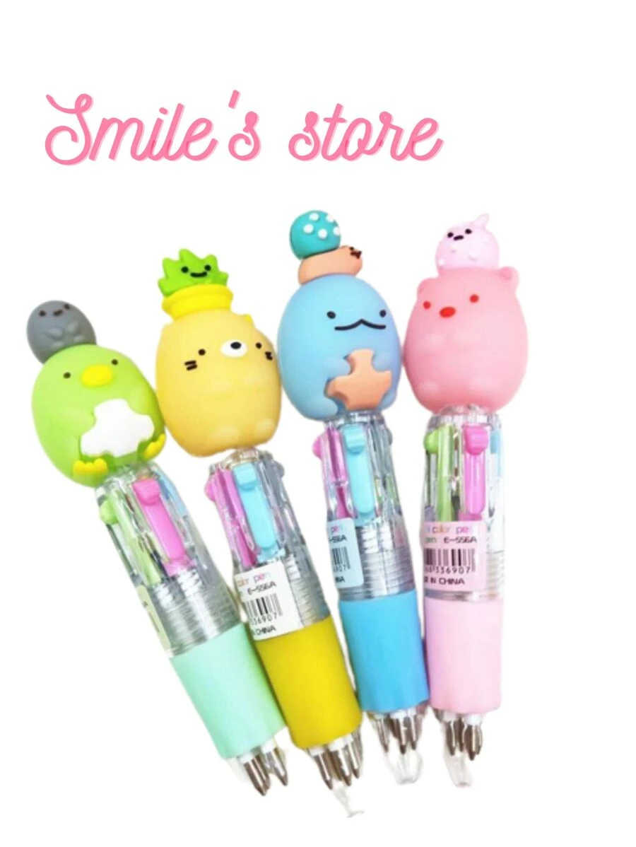 1 Pcs de caneta esferográfica dos desenhos lindos com canetas 4 cores
