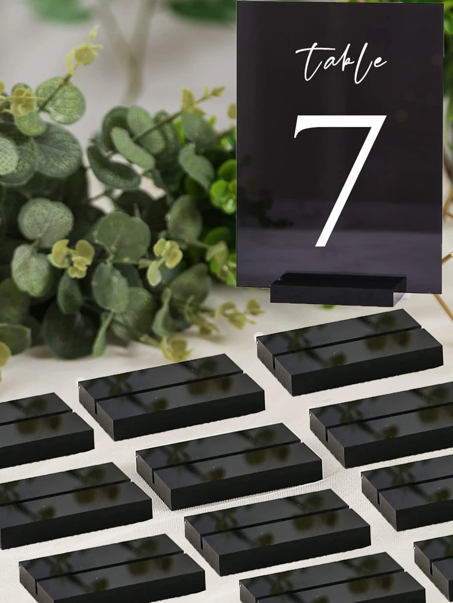 10pcs/Set PMMA Place Card Holder, Modern Clear Rectangle Table Sign Chalkboard For Party