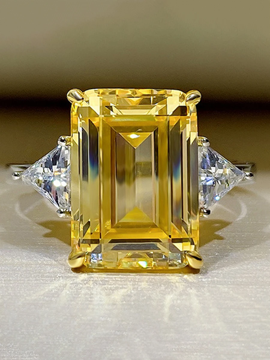 Ring mit und Stilvoll Gelb Quadrat, Kubischem Zirkonia Damen Für Party Geburtstagsgeschenk