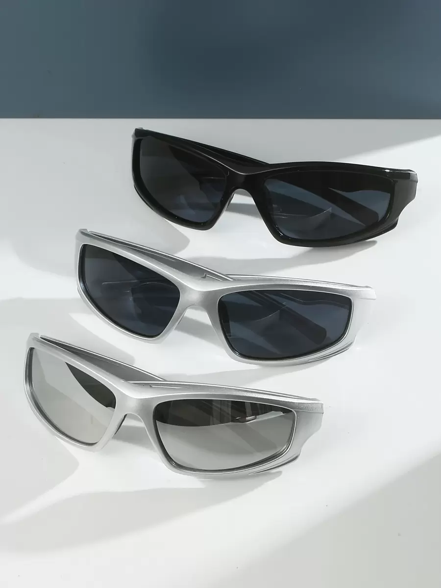 3 piezas Gafas de moda de estilo deportivo con marco de piloto de plástico, decoración de viaje de calle, para vacaciones de playa de verano, al aire libre, estilo de preparación de viajes para volver a la escuela