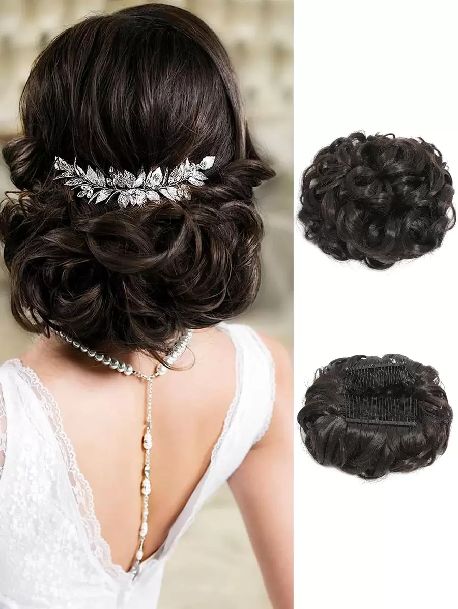 Claw Clip Messy Bun Hair Piece Wavy Curly Hair Bun Clip In Claw Chignon Ponytail Hairpieces Synthetic Tousled Updo Hair Extensions Scrunchie Hairpiece For Women