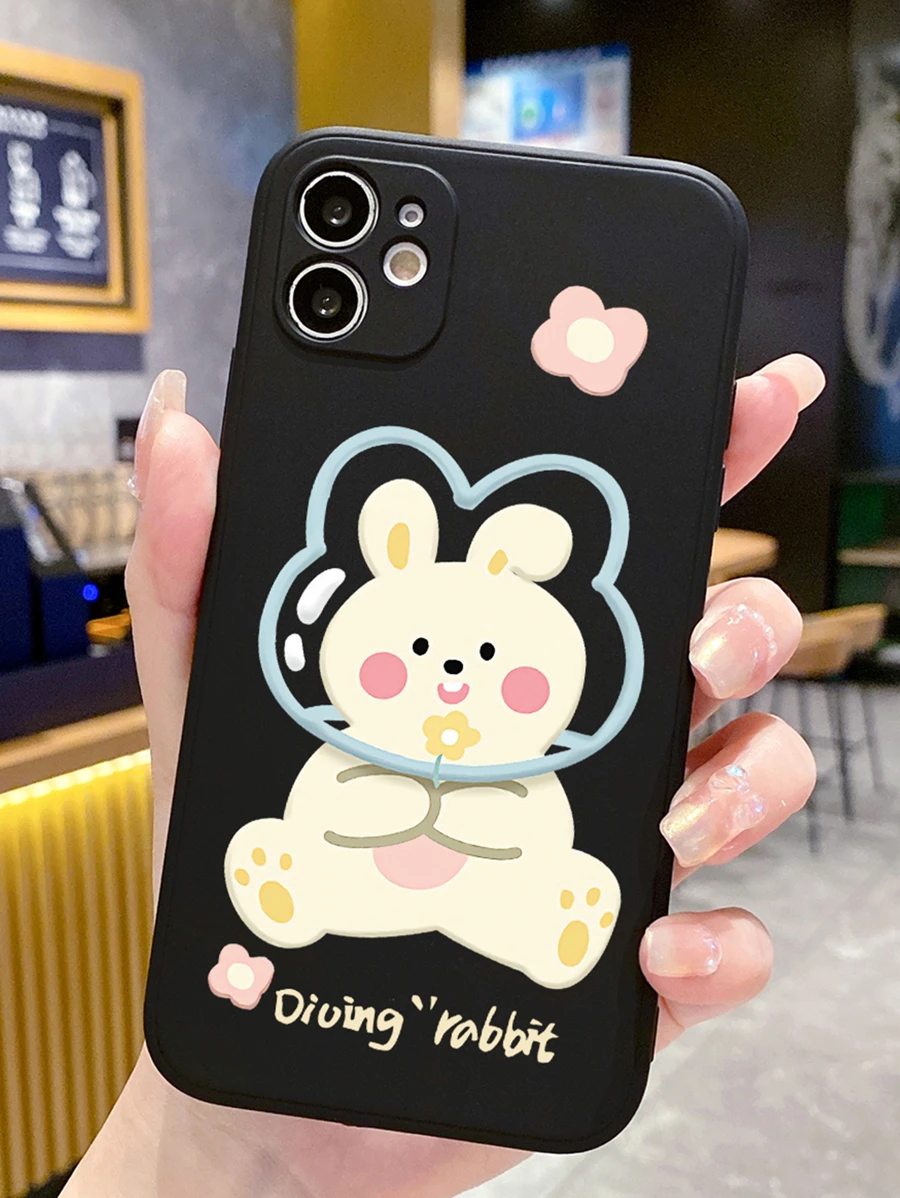 Cartoon Bunny Helmet Straight Edge Shockproof Phone Case