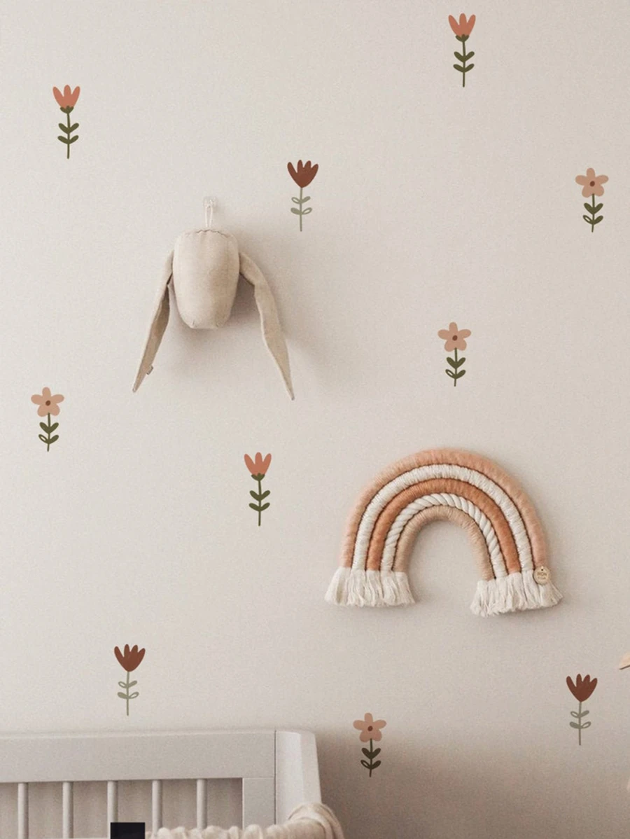 1pc Vintage Meadow Flowers Wall Stickers Pastorale Flower Wallpaper Self-Adhesive Home DIY Living Room Bedroom Decals Nordic Stickers, Stickers, Wall Decal, Vinyl Decal For Home Decorations, Spring Decoration Items Refresh Your Home, Festival Decoration Stickers Gifts Birthday Graduation