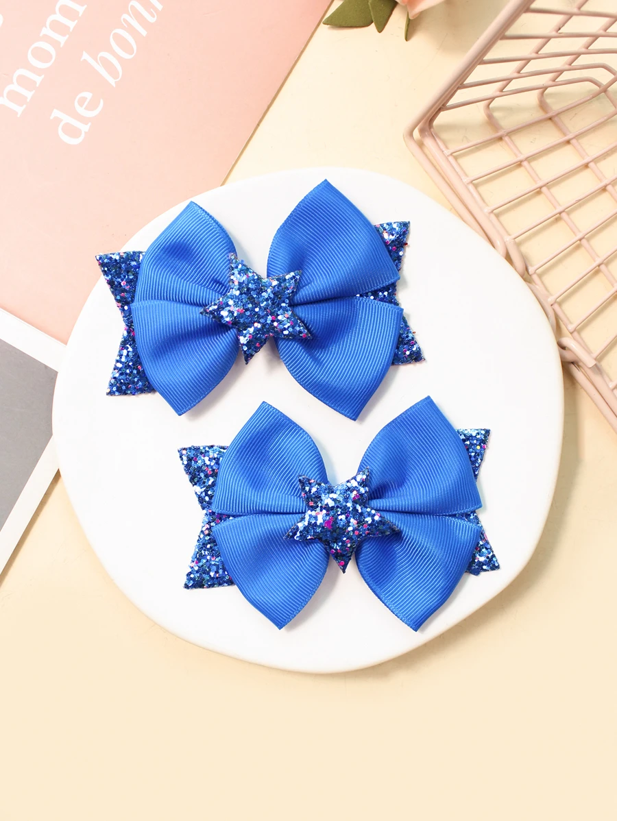 2 piezas Pinzas de pelo con forma de estrella con lentejuelas de resina, adecuadas para niños
