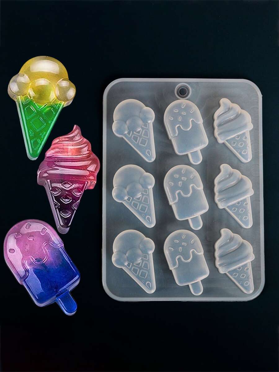 1 pieza dulce estilo suave en forma de helado Molde de silicona para Colgante de joya DIY Decoración