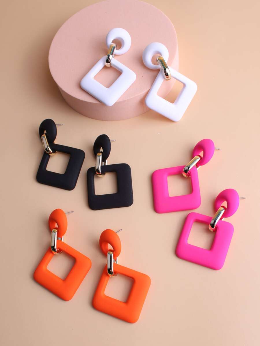 4 Acrílico Retângulo Brincos , Férias Estilo Geométrico Brinco Set , Moda Acrílico Quadrado Declaração Brincos Pendentes Para Mulheres Garotas