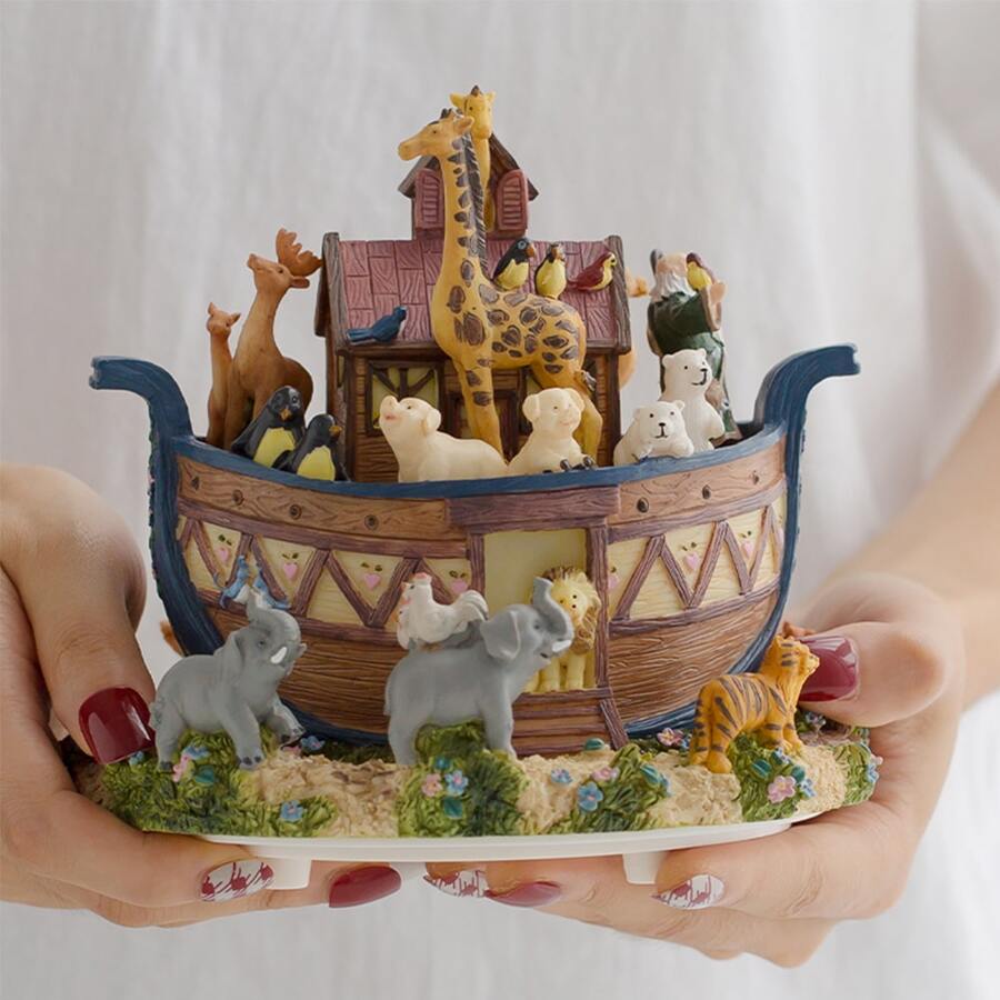 LOVE FOR YOU Gift Wrapped Music Box Noah's Ark Christian Bible Stories For Baby Girls Kids Mom Men Woman Husband Couple Friends Female Home Decorations Anniversary Birthday
