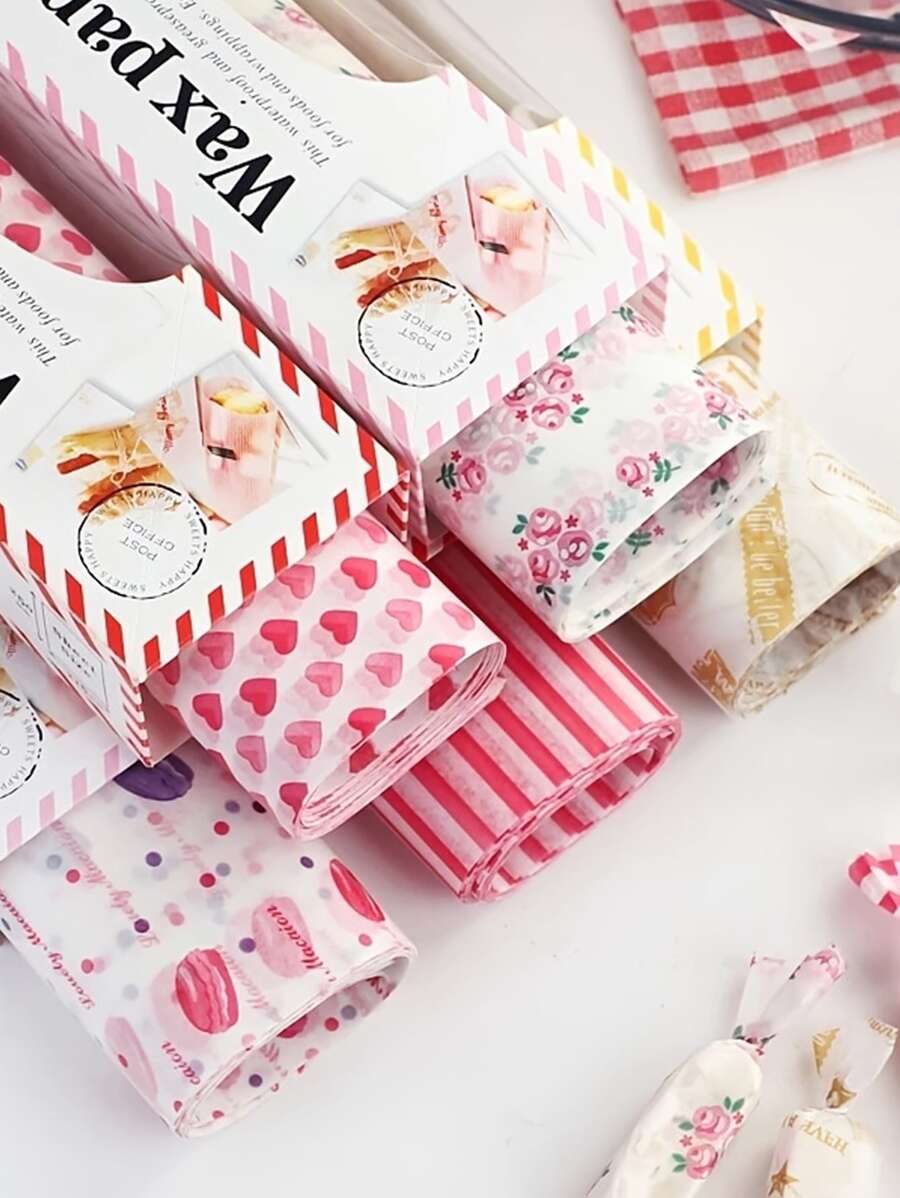 50pcs, Wax Papers, Food Wrapping Paper, Confectionery Mat Paper, Greaseproof Paper, Baking Wax Paper, Printed Wrapping Paper, Oil And Water Resistant, Air Fryer Kitchen Air Fryer Liners Air Fryer Paper Airfryer Air Frier