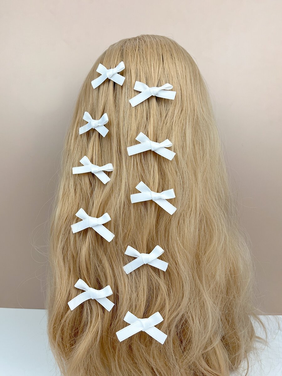10pcs Women Bow Decor Cute Alligator Hair Clip For Hair Decoration Valentine's Day Valentines