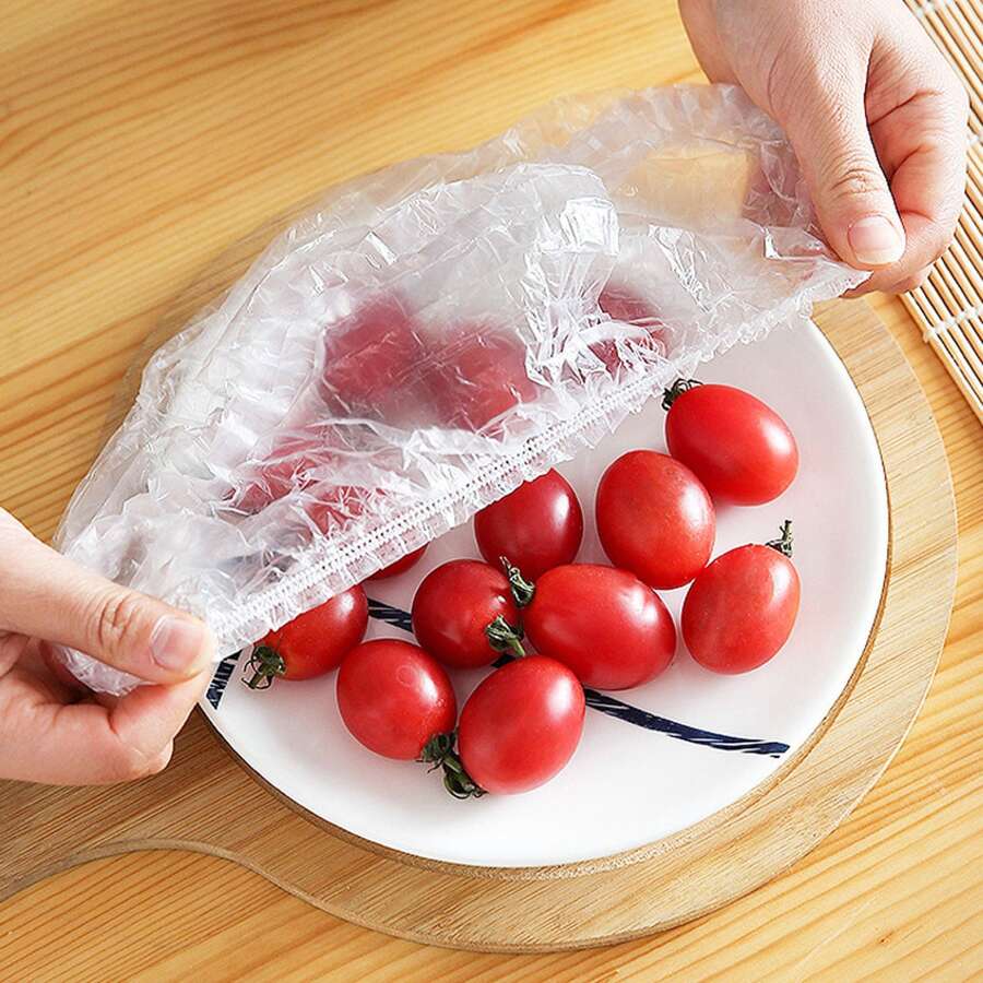100 Pièces/1 Paquet Sac Jetable En Plastique Étirable Pour La Préservation Des Aliments, Couverture De Stockage Et D'emballage, Sac Élastique, Convient Pour Les Cuisines Et Les Sites De Pique-nique En Plein Air