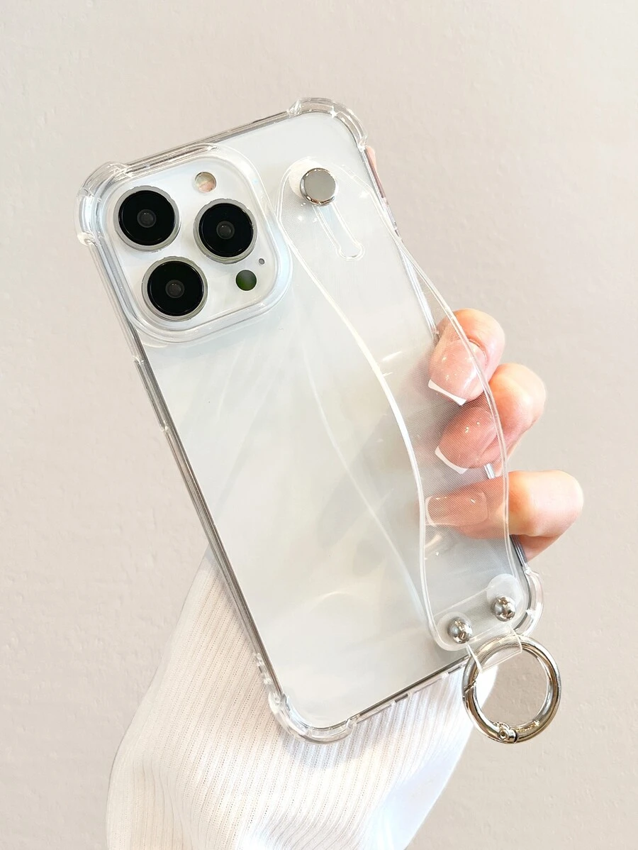 1 pieza Funda transparente para teléfono con soporte compatible con iPhone/Galaxy/Redmi/Pixel/Moto/OPPO