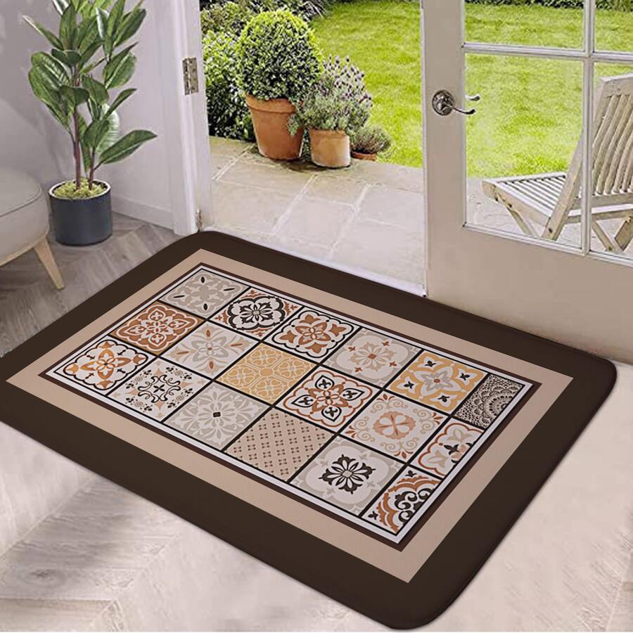 1pc Vintage Simple Anti-slip Door Mat, Easy-to-clean Floor Mat For Living Room/bedroom Entrance