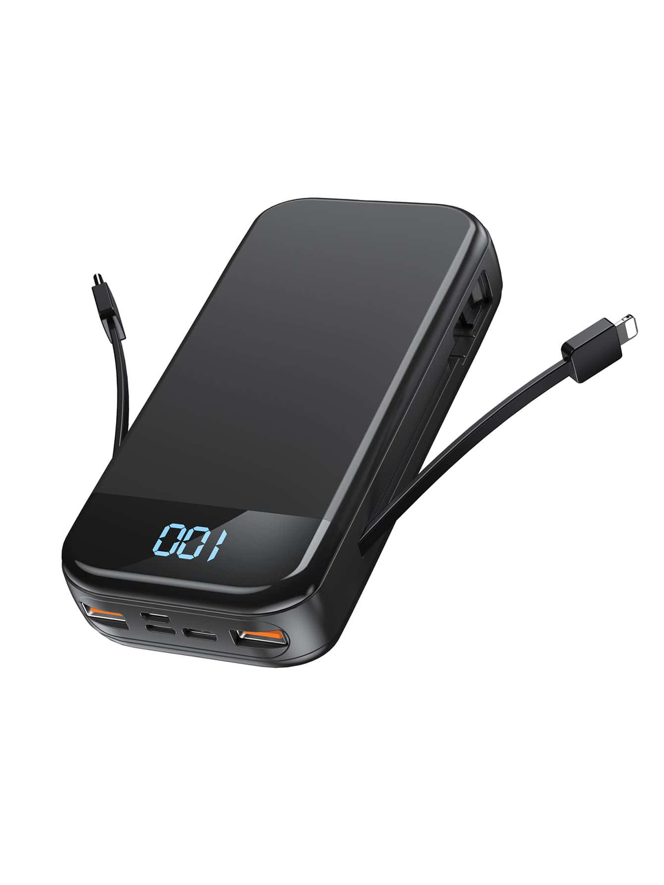 Portable Charger 32000mAh, 22.5W QC 3.0 PD 20W Smart LED Display Fast Charging Built In Cables Power Bank, External Battery Pack Charge 5 Devices Compatible With Cellphones
