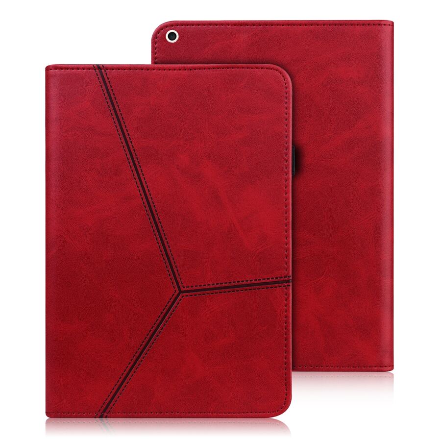 GLANDOTU Tablet Case Compatible With Samsung IPad Tablet PU Leather Multi-Angle Stand Folio Case, Stripe Red